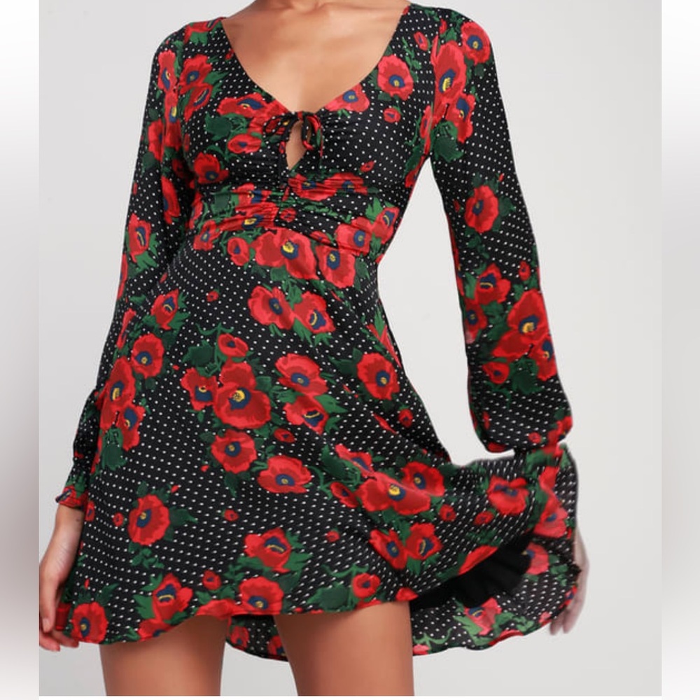 Free People Morning Light Floral Print Dress size 12